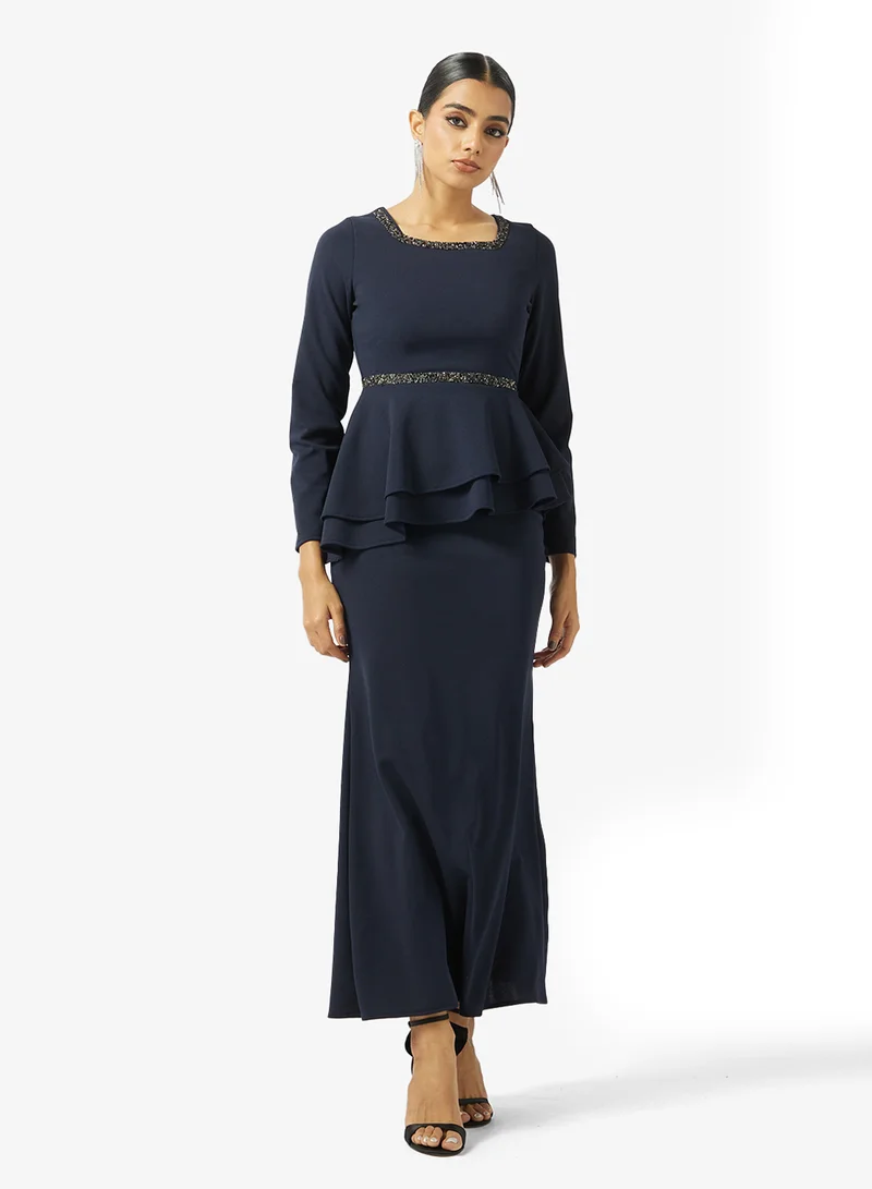 خزانة High neck Peplum Dress